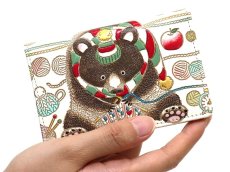 画像5: 完売【Xmas柄/限定Item】編むくま 両面文庫革のパスカードホルダー［t］ (5)