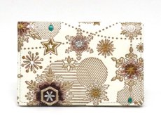 画像1: 【Xmas柄/限定Item】スノーオーナメント＜ブロンズ＞ 両面文庫革のパスカードホルダー（金唐柄）［t］ (1)
