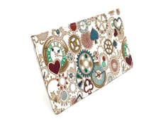 画像2: 完売【限定Item】時の歯車＜青緑＞ フラット札入れ（金唐柄）［t］ (2)