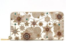 画像1: 【予約限定柄】スノーオーナメント＜ブロンズ＞ ぐるっとファスナーの長財布（金唐柄）［t］ (1)