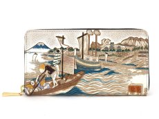 画像1: 【予約限定柄】浮世絵 荒井宿（あらいじゅく） ぐるっとファスナーの長財布［t］ (1)