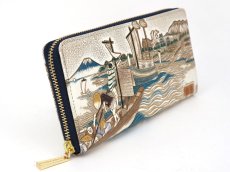 画像2: 【予約限定柄】浮世絵 荒井宿（あらいじゅく） ぐるっとファスナーの長財布［t］ (2)