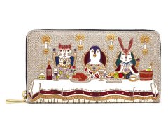 ノーブルアニマルズ ぐるっとファスナーの長財布（金唐柄）［t］