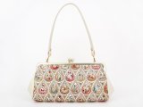 完売【予約限定】花と猫＜ローズ＞ がま口ハンドルクラッチ