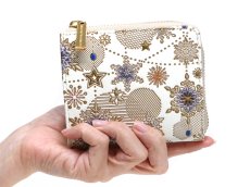 画像4: 完売【限定Item】スノーオーナメント＜ラピス＞ L字ファスナーの小さなお財布（金唐柄）［t］ (4)