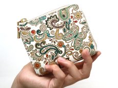 画像4: 完売【予約限定柄】ペイズリー＜ビリジアン＞ L字ファスナーの小さなお財布（金唐柄）［t］ (4)