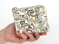 画像5: 完売【予約限定柄】ペイズリー＜ビリジアン＞ L字ファスナーの小さなお財布（金唐柄）［t］ (5)