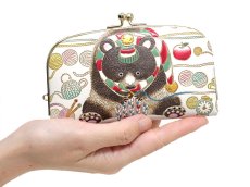 画像4: 完売【Xmas柄】編むくま 天溝がま口［t］ (4)