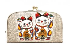 画像1: 招き猫 天溝がま口［t］ (1)